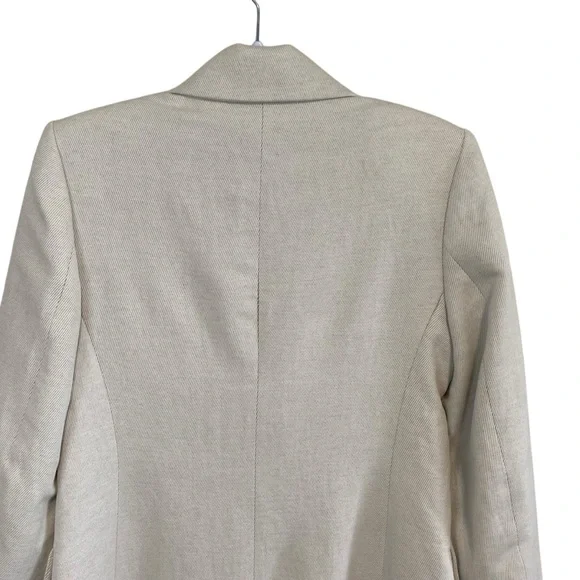 ZARA - Linen Blend Fitted Coat in Oatmeal - M - Spain - Picture 5 of 11